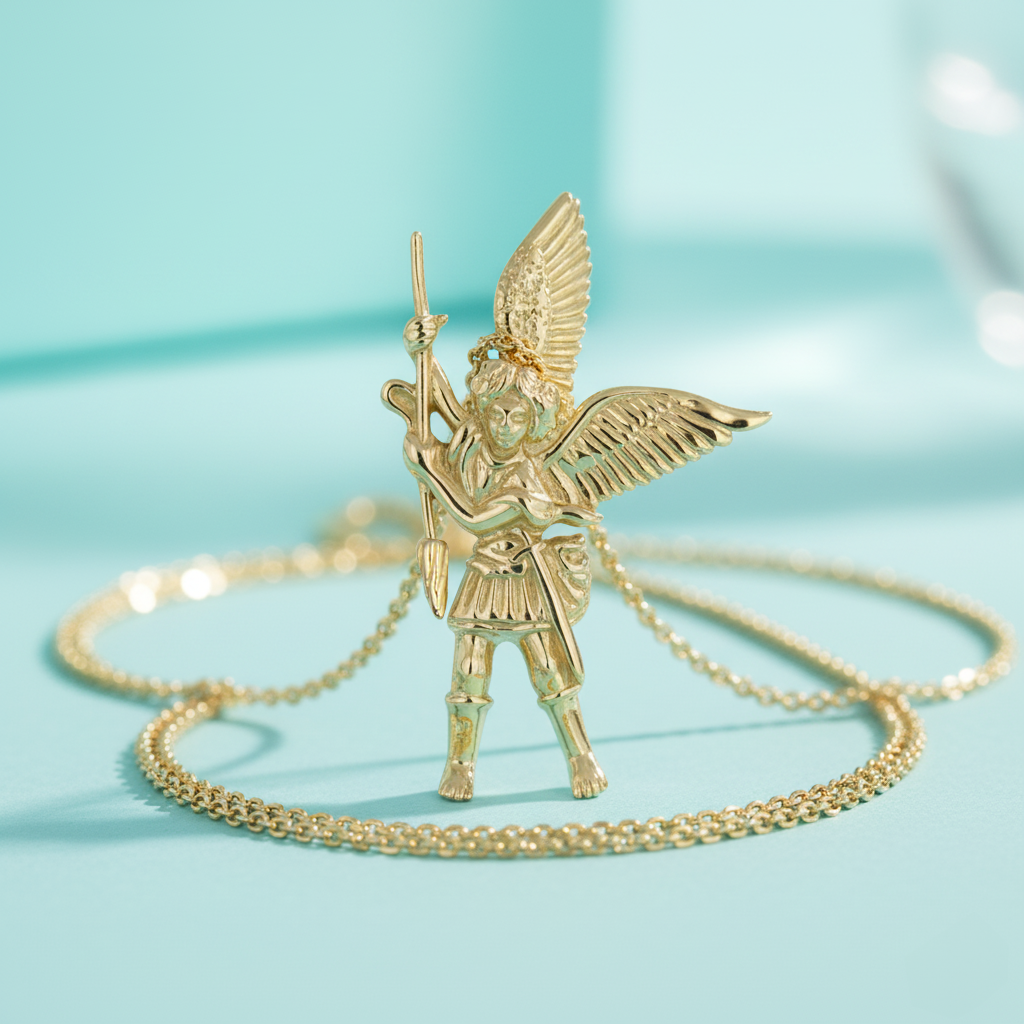Archangel Michael Solid Yellow Gold Pendant | Minor & Co.
