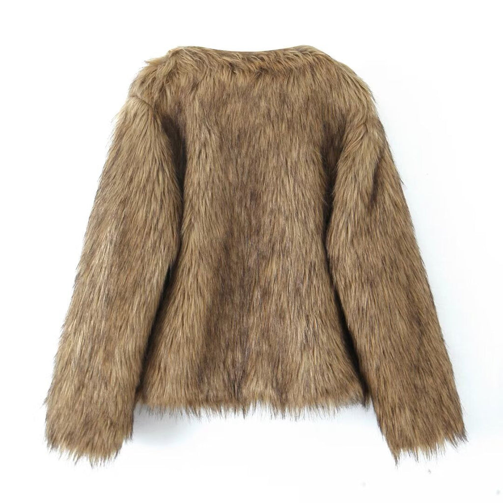 Women's Collarless Shaggy Faux Fur Jacket – BYMANYC New York | Minor & Co.
