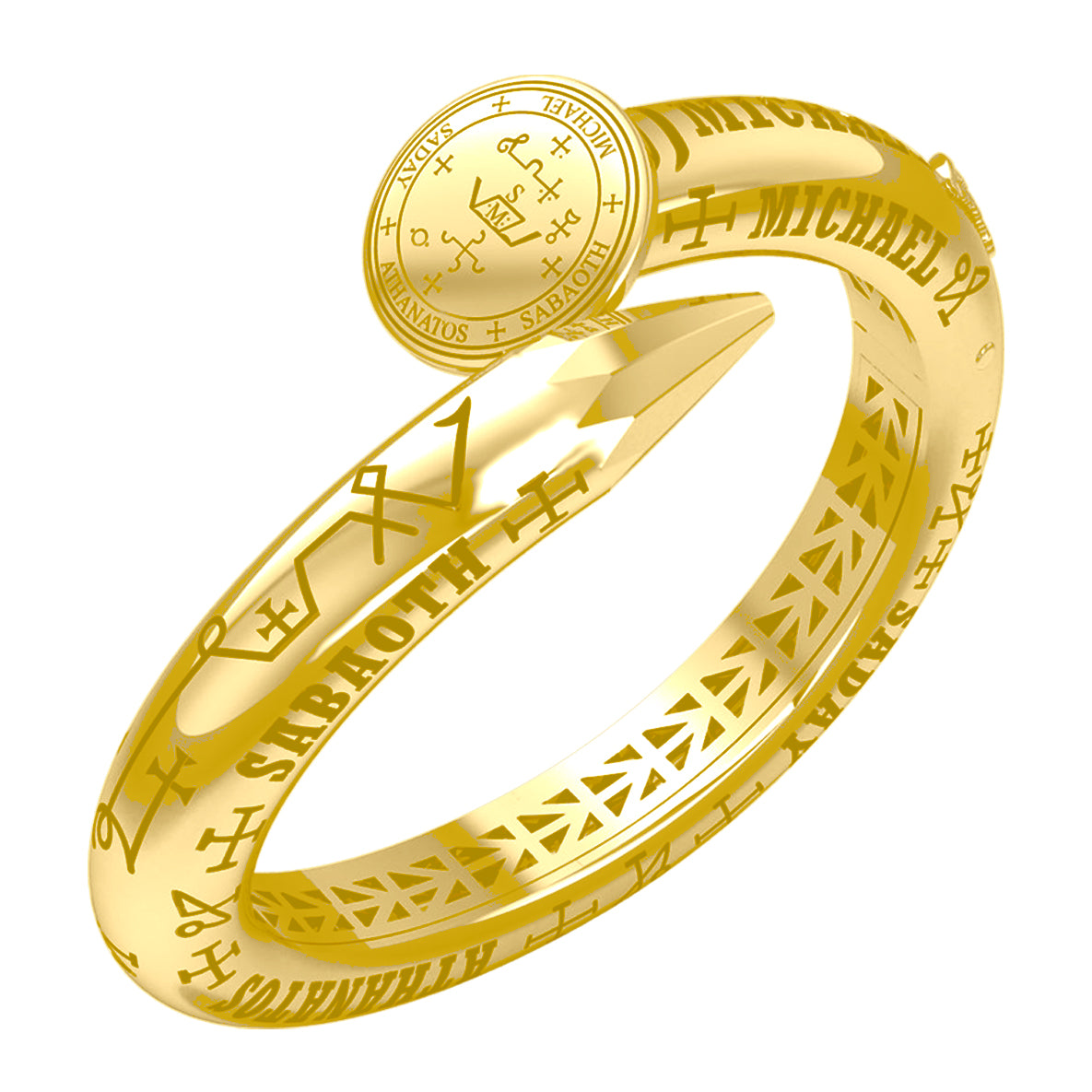 Archangel Michael Sigil Solid Yellow Gold Cuff Bracelet | Minor & Co.