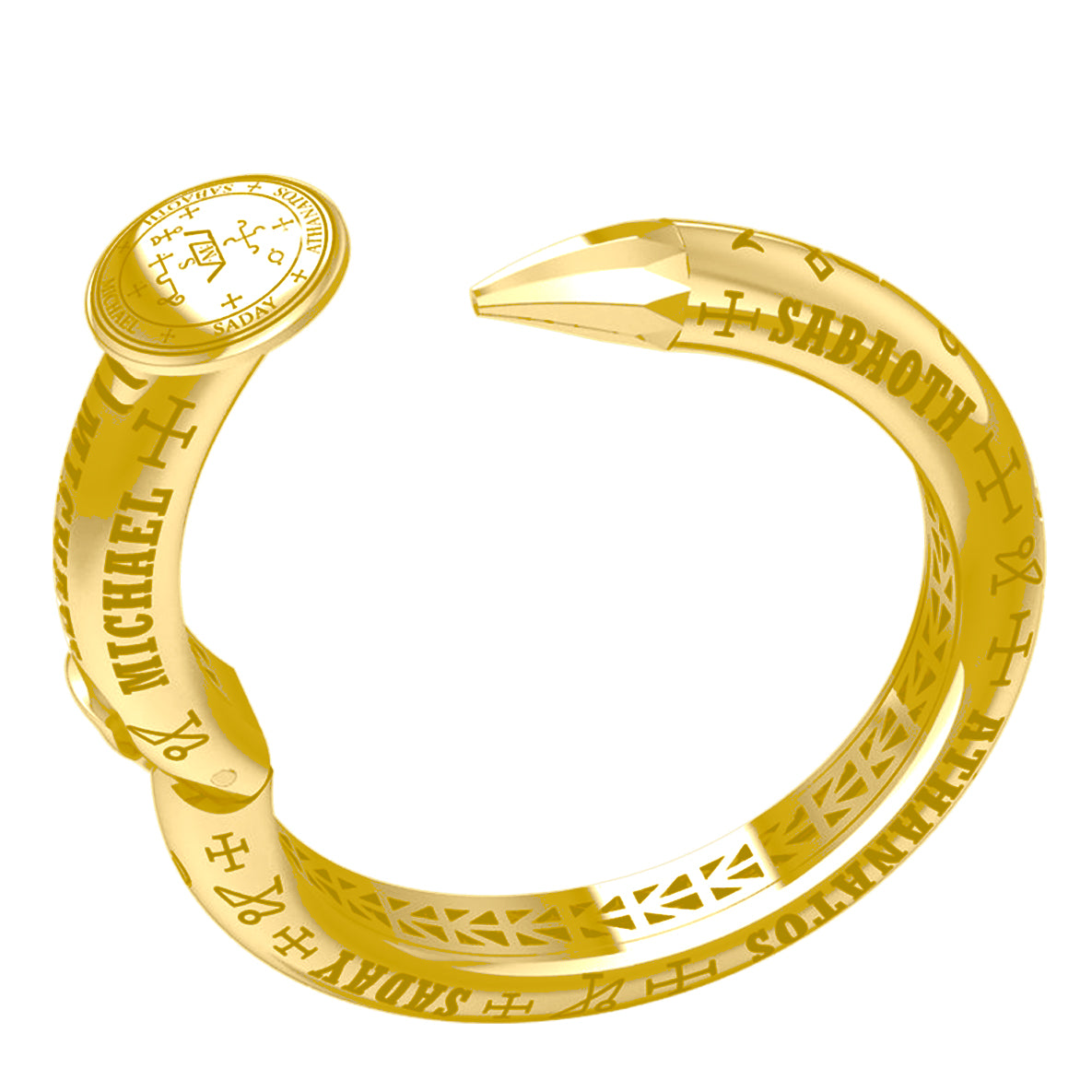 Archangel Michael Sigil Solid Yellow Gold Cuff Bracelet | Minor & Co.