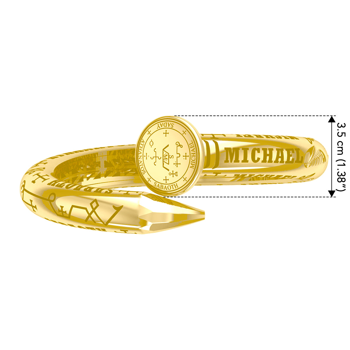 Archangel Michael Sigil Solid Yellow Gold Cuff Bracelet | Minor & Co.