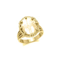 Archangel Michael Solid Gold Ring with Genuine White Quartz | Minor & Co.