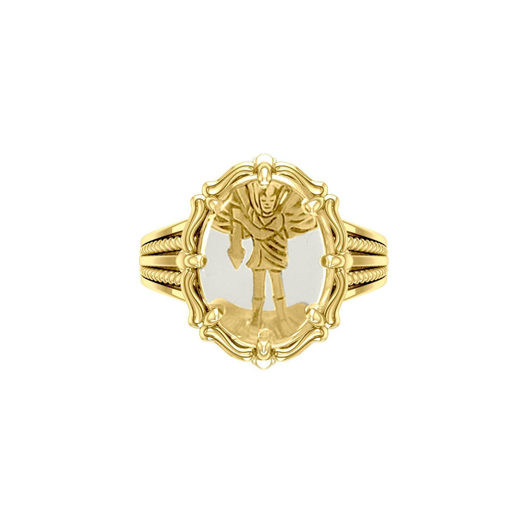 Archangel Michael Solid Gold Ring with Genuine White Quartz | Minor & Co.