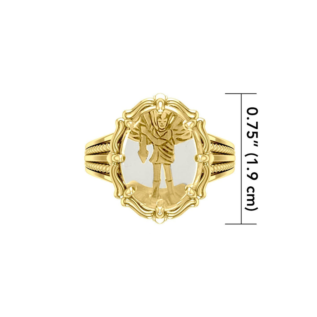 Archangel Michael Solid Gold Ring with Genuine White Quartz | Minor & Co.