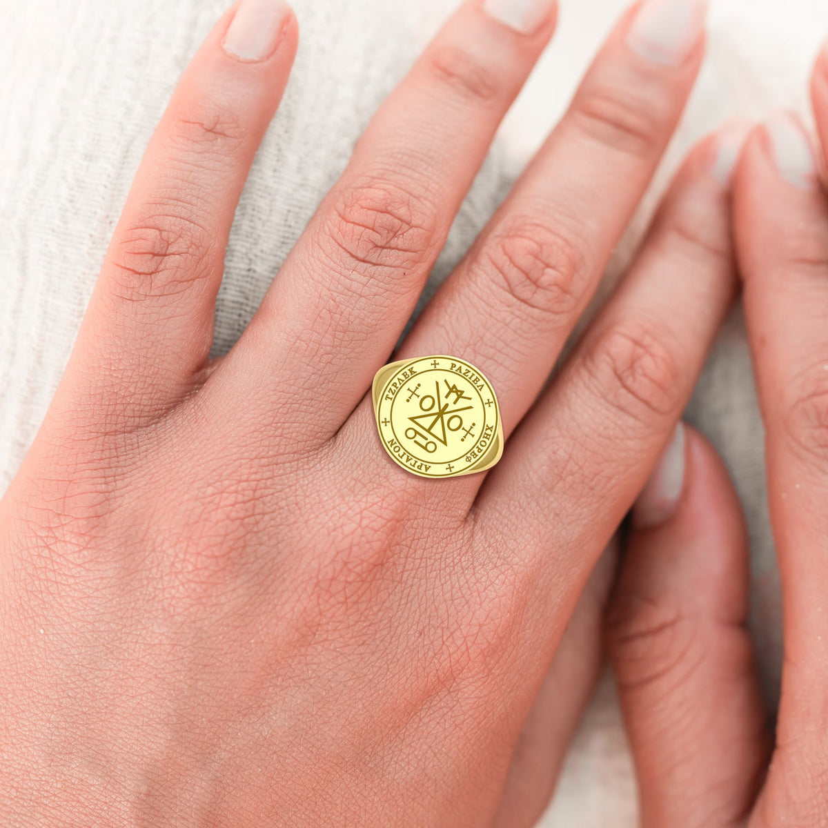 Archangel Raziel Sigil Solid Yellow Gold Ring | Minor & Co.