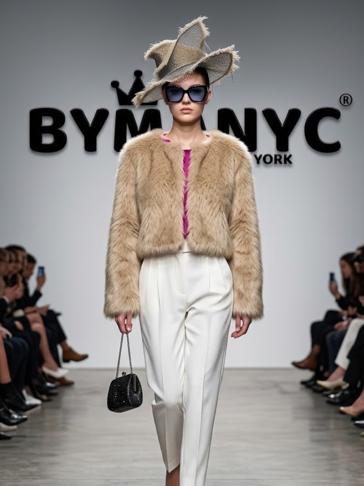 Women's Fluffy Beige Cropped Jacket – BYMANYC New York | Minor & Co.
