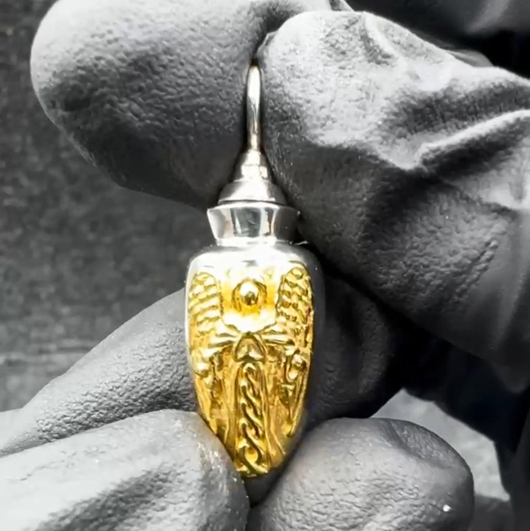 Archangel Uriel Sterling Silver and Gold Vial Pendant | Minor & Co.