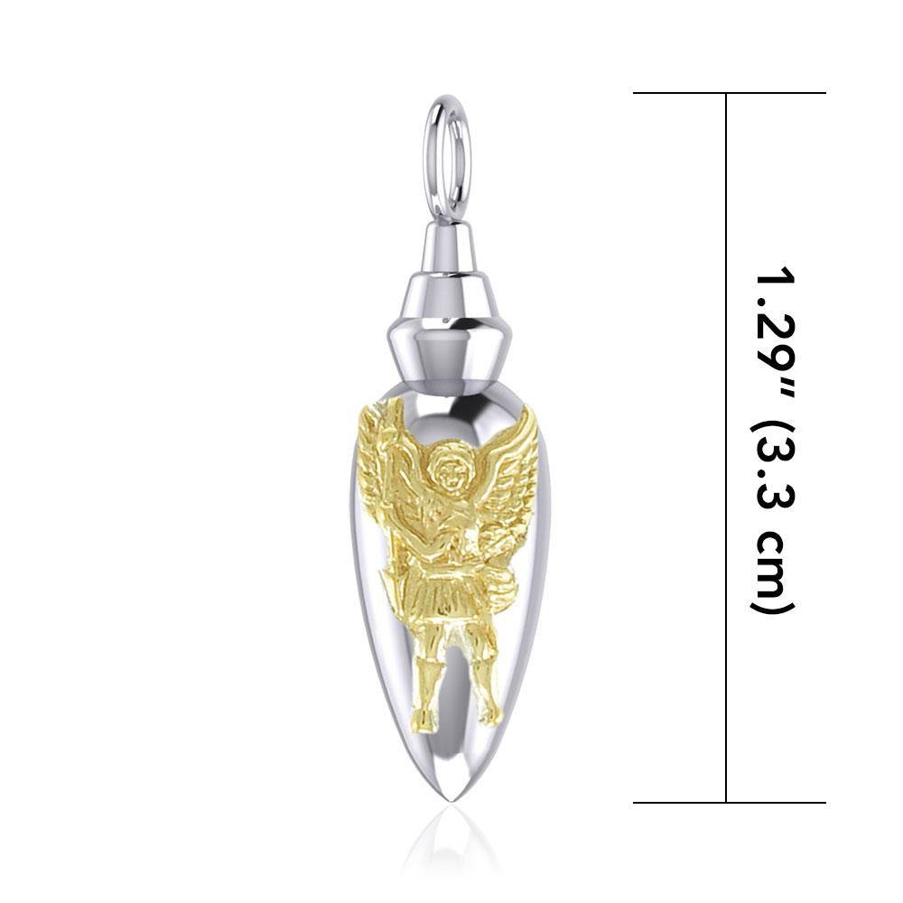 Archangel Michael Sterling Silver and Gold Vial Pendant | Minor & Co.
