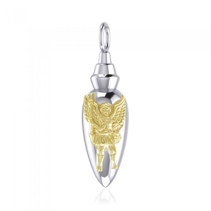 Archangel Michael Sterling Silver and Gold Vial Pendant | Minor & Co.