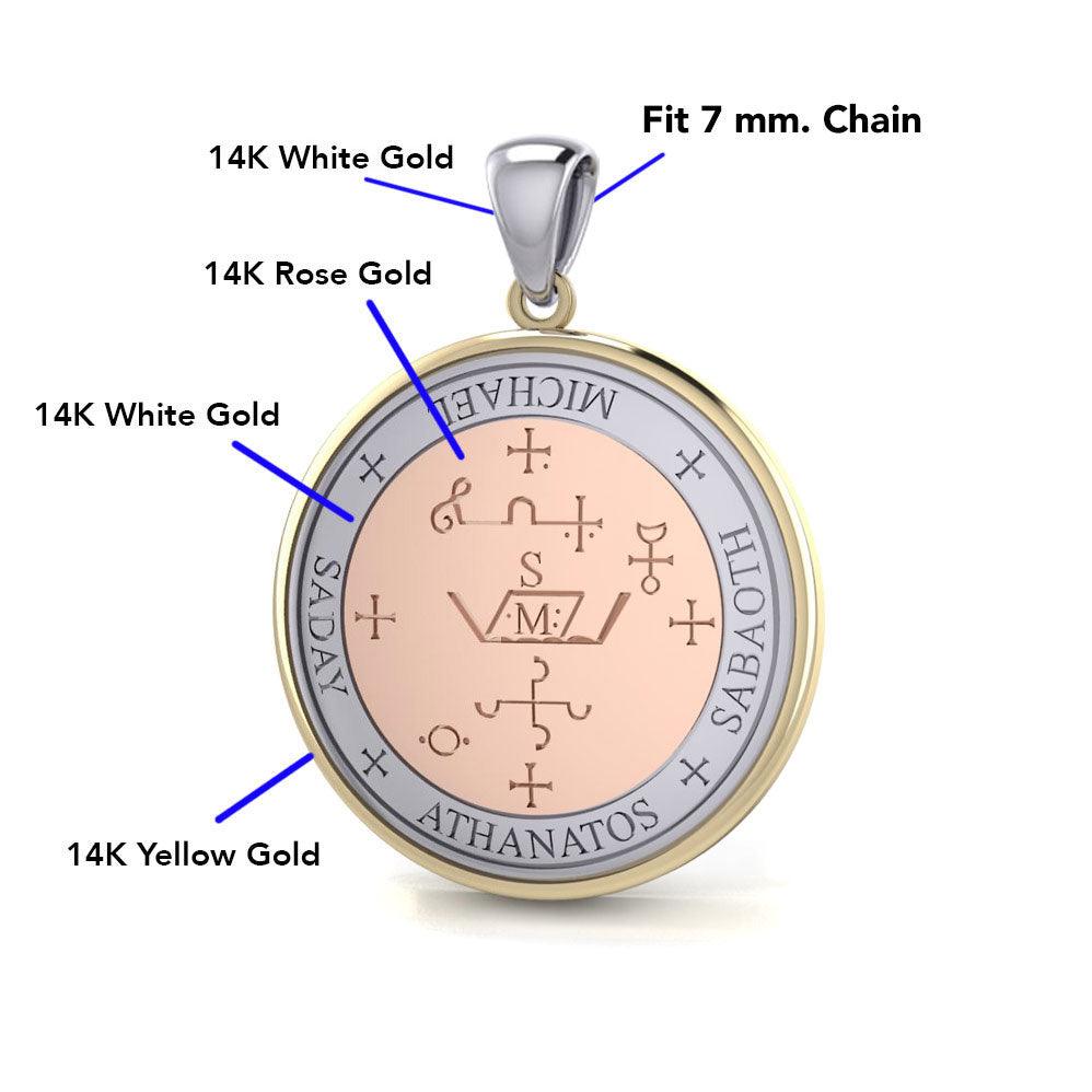 Archangel Michael Sigil Solid Gold 3 Tone Pendant | Minor & Co.