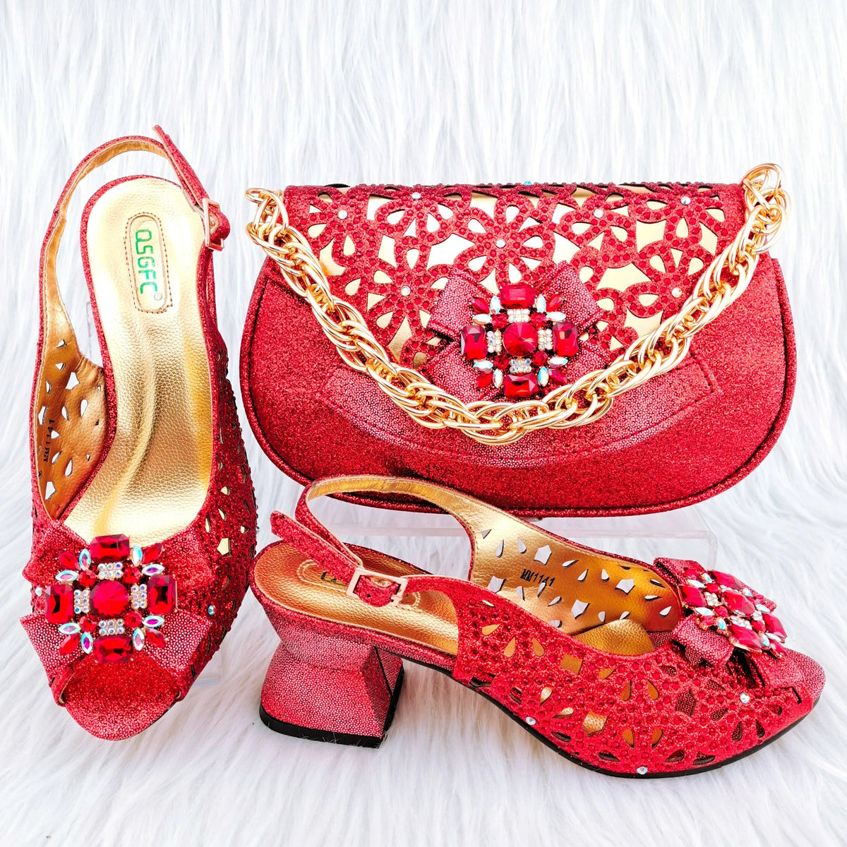 African Wedding Shoes and Bag Set HGY1-46 | Minor & Co.