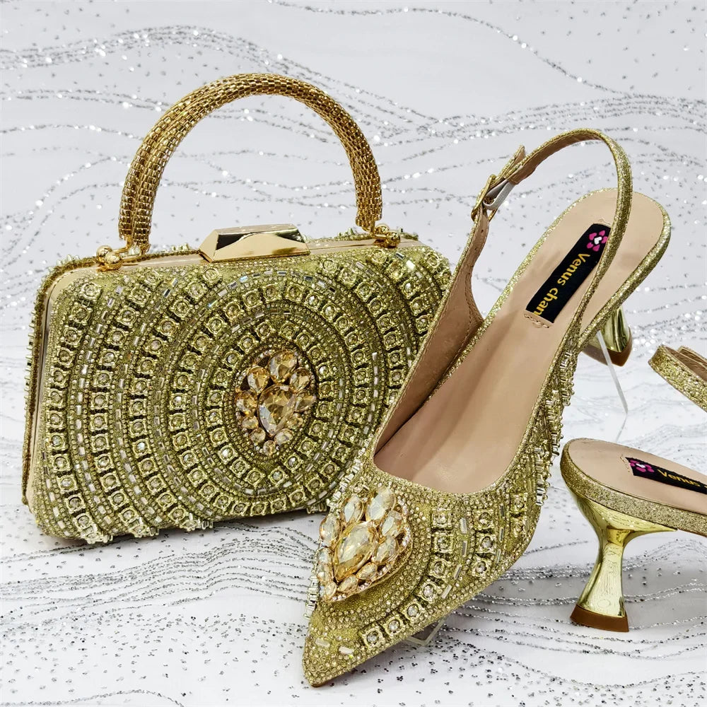 Italian Butter-fly Design Wedding Shoes with Bag Set EDS59 | Minor & Co.