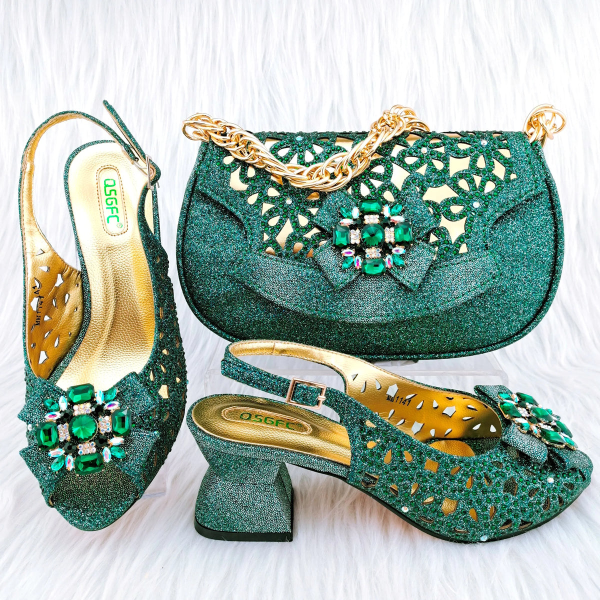 African Wedding Shoes and Bag Set HGY1-46 | Minor & Co.