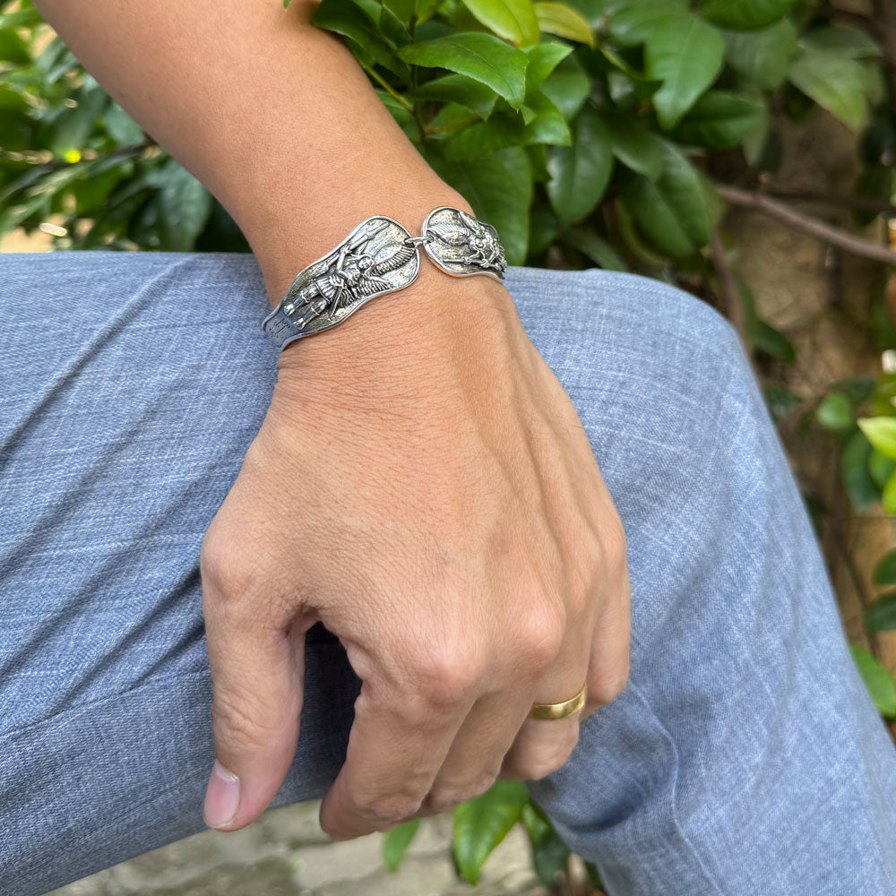 Archangel Michael Sterling Silver Cuff Bracelet | Minor & Co.