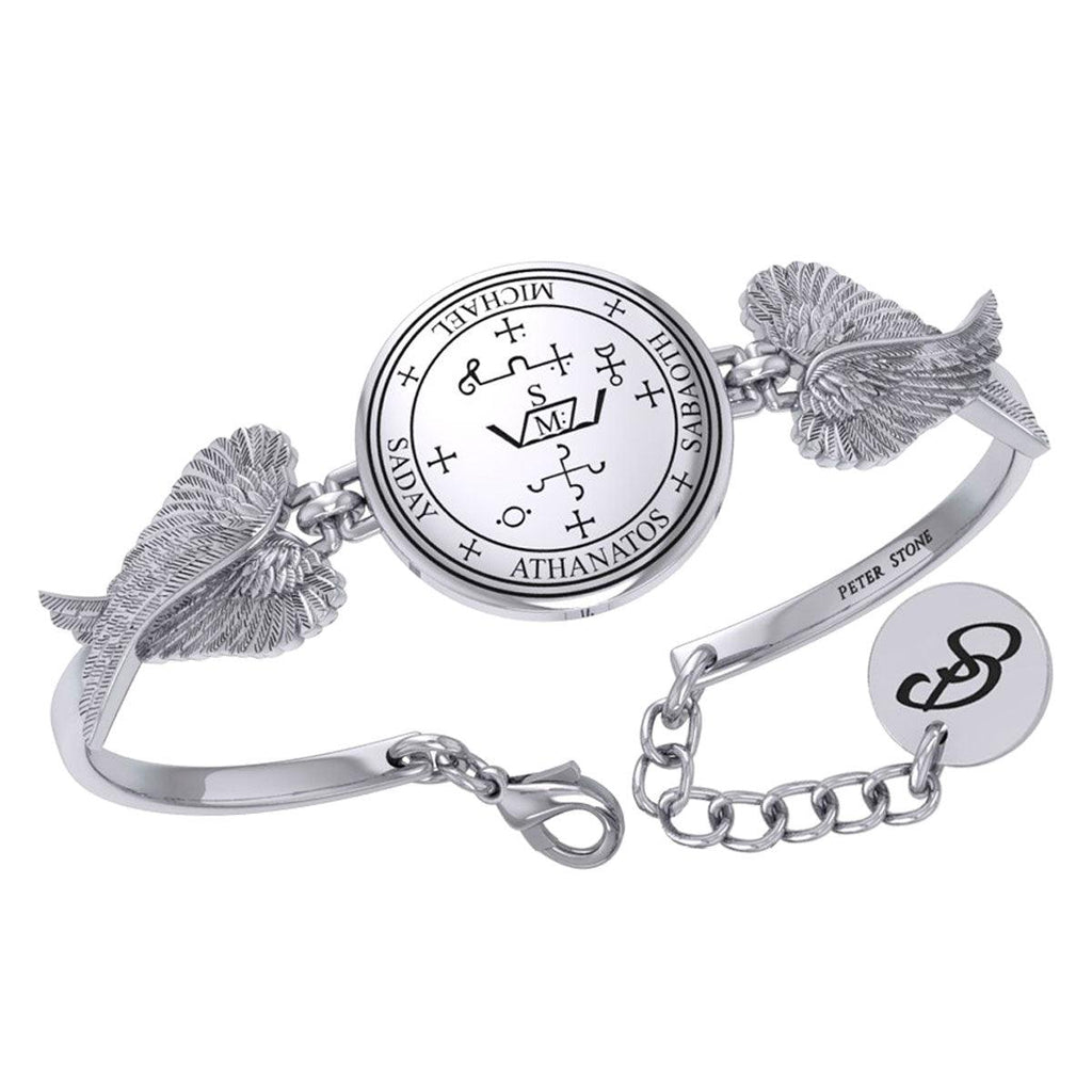 Archangel Michael Sigil and Angel Wings Sterling Silver Cuff Bracelet | Minor & Co.