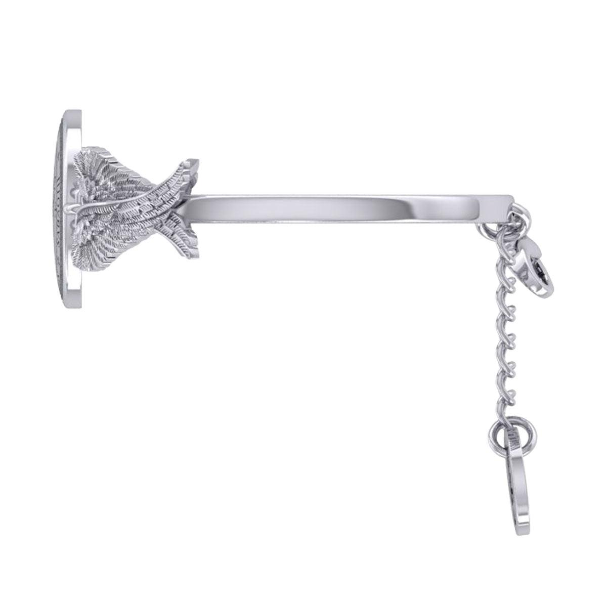 Archangel Michael Sigil and Angel Wings Sterling Silver Cuff Bracelet | Minor & Co.
