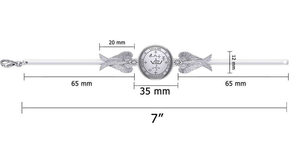 Archangel Michael Sigil and Angel Wings Sterling Silver Cuff Bracelet | Minor & Co.