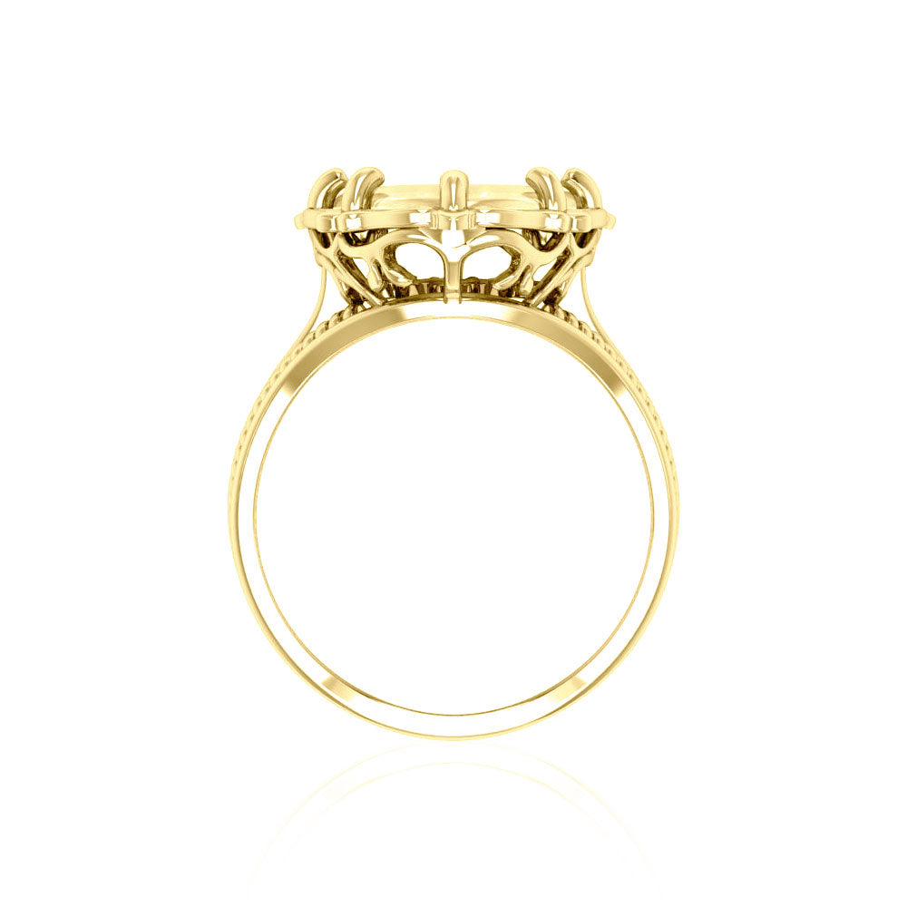 Archangel Michael Solid Gold Ring with Genuine White Quartz | Minor & Co.