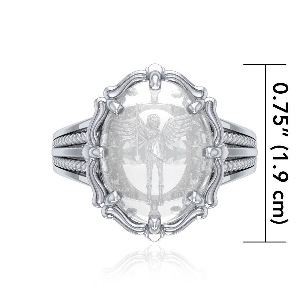 Archangel Michael Sterling Silver Ring with Genuine White Quartz | Minor & Co.