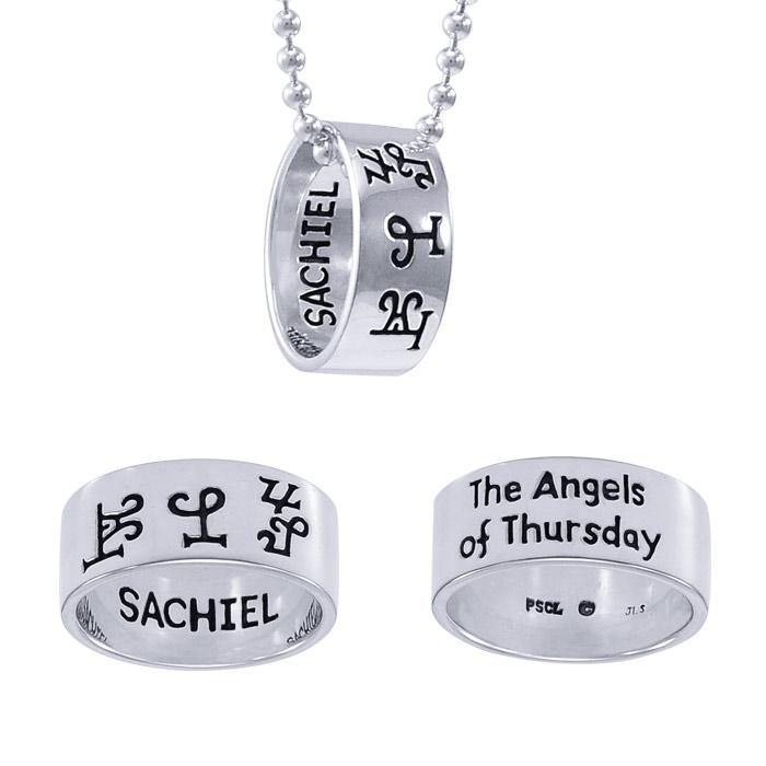 Archangel Sachiel Sigil Ring Sterling Silver with Chain | Minor & Co.