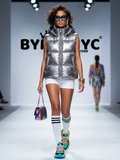 Women's Silver Metallic Hooded Puffer Vest – BYMANYC New York | Minor & Co.