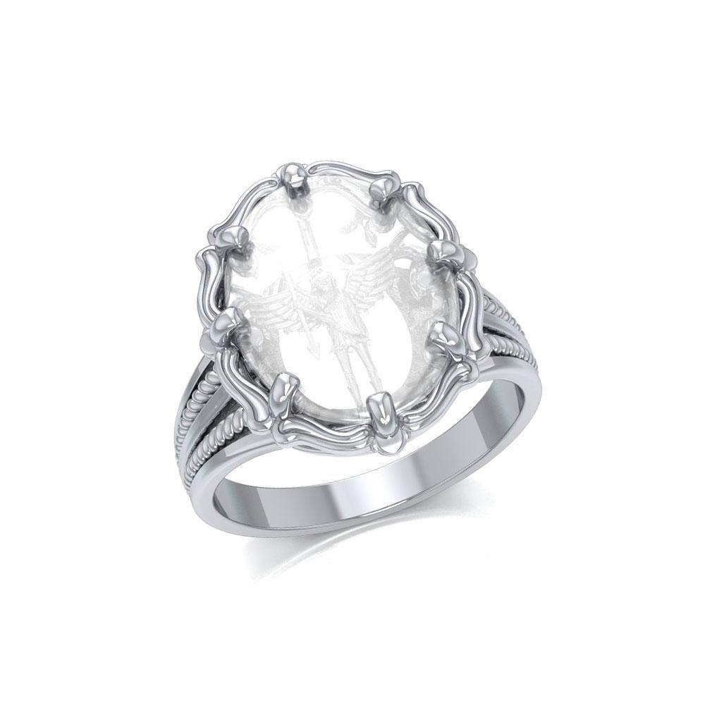 Archangel Michael Sterling Silver Ring with Genuine White Quartz | Minor & Co.